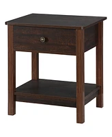 Homcom End Table with Drawer, Side Table with Bottom Shelf