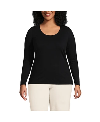 Lands' End Women's Plus Lightweight Jersey Skimming Long Sleeve Scoop Neck T-shirt