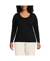 Lands' End Plus Lightweight Jersey Skimming Long Sleeve Scoop Neck T-shirt