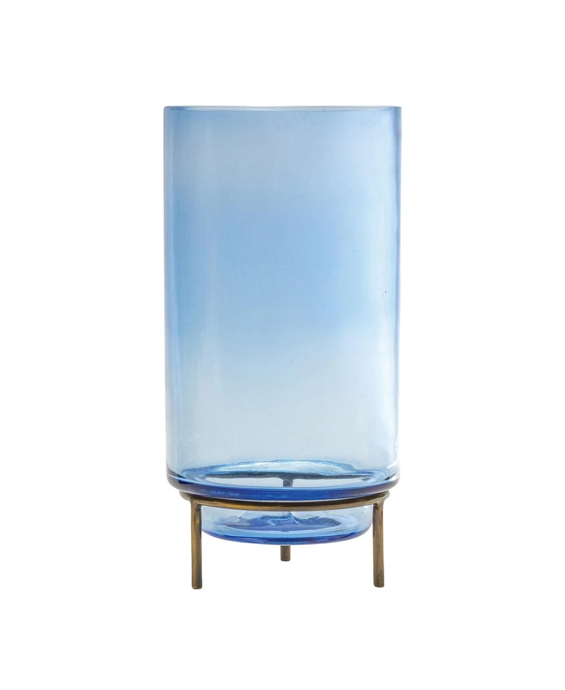 Slickblue Vase with stand 5"d X 10"h Glass/iron