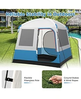 Slickblue 5 Person Camping Tent with Mesh Windows and Carrying Bag for Camping Hiking Traveling-White