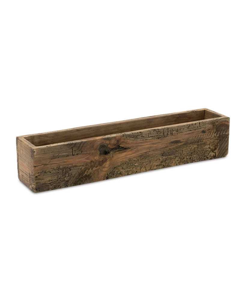 Slickblue Rectangular Wood Planter 21.5 Inches - Natural Finish for Indoor Plants