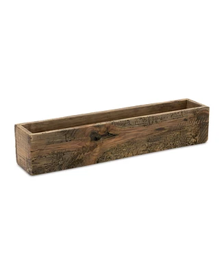 Slickblue Rectangular Wood Planter 21.5 Inches - Natural Finish for Indoor Plants