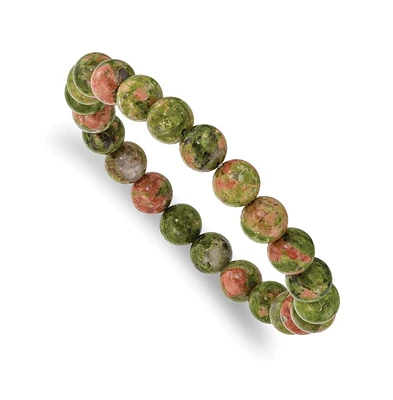 Chisel 8mm Unakite Agate Beaded Stretch Bracelet