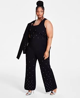 Nina Parker Trendy Plus Size Embellished Rib-Knit Pants