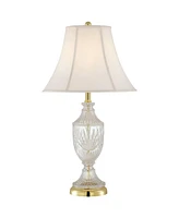 Regency Hill Traditional Style Table Lamp with Table Top Dimmer 26.5" High Cut Glass Urn Brass Metal Cream Fabric Empire Shade Decor for Living Room B