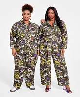 Nina Parker Trendy Plus Cotton Twill Camouflage Jumpsuit