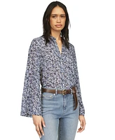 Michael Kors Women's Floral-Print Button-Front Flare-Sleeve Top