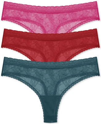 Natori Women's Bliss Allure 3-Pk. Lace Thong Underwear 771303MP