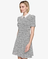 Karl Lagerfeld Paris Women's Puffed-Shoulder Collared Dress