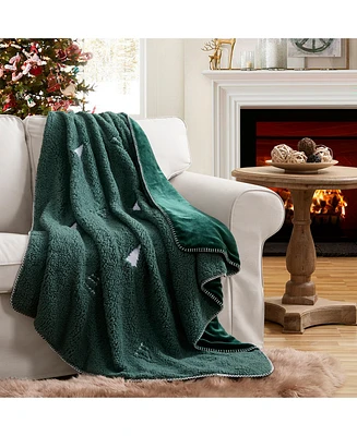 Evergreen Ivy Tree Embroidered Whipstitch Throw, 50" x 60"