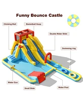 Slickblue 7-in-1 Inflatable Dual Slide Water Park Bounce House Without Blower