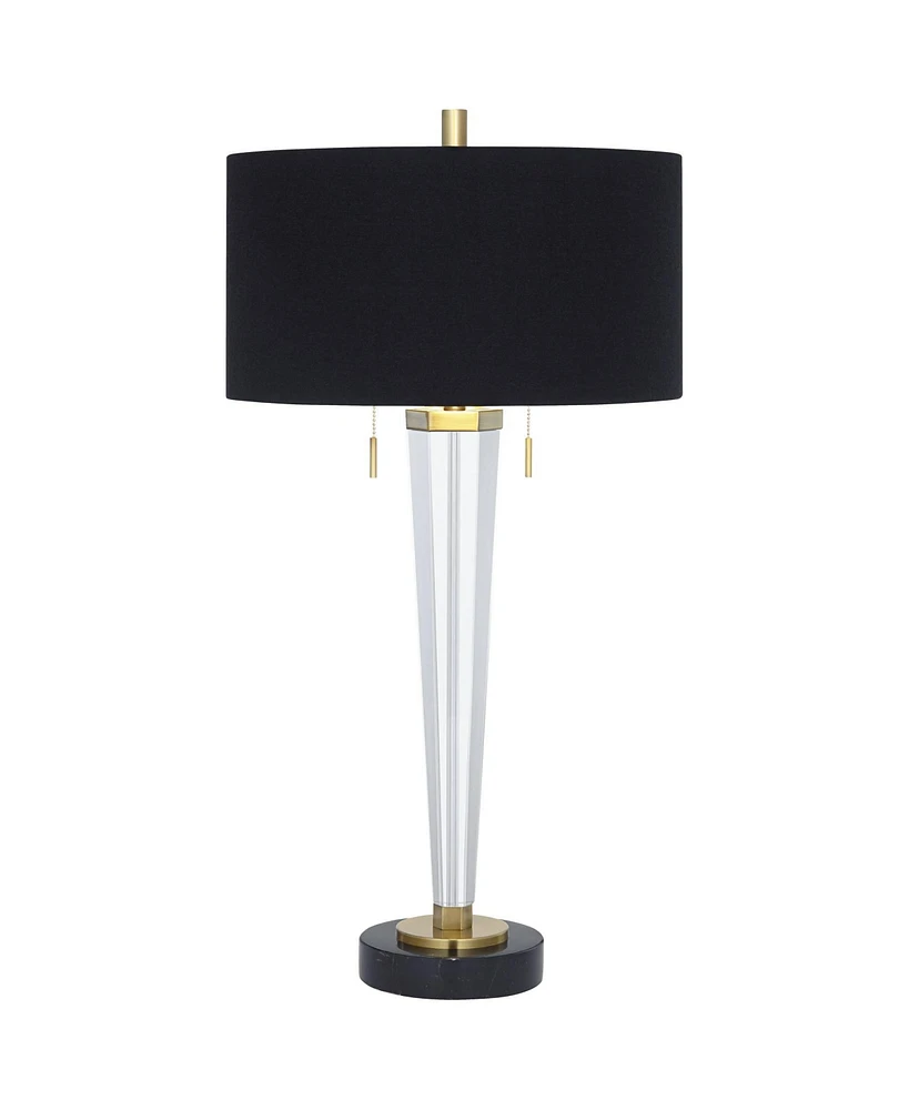 Vienna Full Spectrum Belle Modern Table Lamp 33 1/4" Tall Clear Crystal Glass Tapered Column Gold Accents Black Drum Decor Shade for Bedroom Living Ro