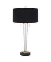 Vienna Full Spectrum Belle Modern Table Lamp 33 1/4" Tall Clear Crystal Glass Tapered Column Gold Accents Black Drum Decor Shade for Bedroom Living Ro