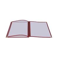 30 Pack 8.5x11 6 View 3 Page Menu Cover Burgundy Trim Trifold Transparent Volume
