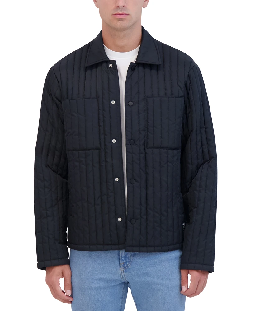 Hudson Men's Slim-Fit Vertical Quilted Shirt Jacket