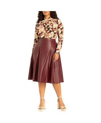 Eloquii Plus Faux Leather Full Midi Skirt