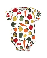 Touched by Nature Baby Boys Organic Cotton Bodysuits, Happy Veggies