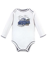 Touched by Nature Baby Boys Organic Cotton Long-Sleeve Bodysuits 5pk, Truck, 9-12 Months