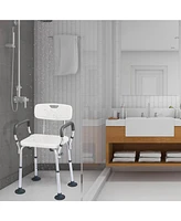 Costway Shower Chair Bathtub Adjustable Height Bench w/ Removable Armrests & Back