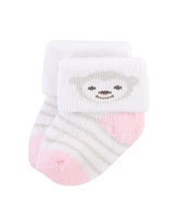 Hudson Baby Baby Girls Cotton Rich Newborn and Terry Socks Safari, 0-3 Months