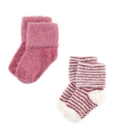 Hudson Baby Girls Cozy Chenille Newborn and Terry Socks