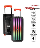 5 Core Bluetooth Speaker Karaoke Machine Portable Singing Pa System w Dj Light + Fm + Usb + Tf Card - Plb 10X2 2MIC