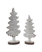 Slickblue Carved Pine Tree Decor (Set of 2)