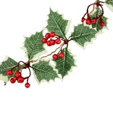 Northlight Battery Operated Holly and Berry Christmas Garland - 3.25 Inches