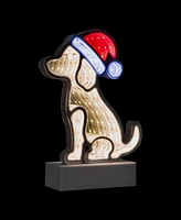 Northlight Led 3D Christmas Dog with Santa Hat Tunnel Light - 8-Inch