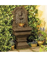 John Timberland Royal Lions Head Mediterranean Outdoor 3 Tiered Wall Water Fountain 51" High with Led Light for Garden Patio Backyard Deck Home Lawn P