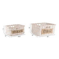 Jonathan Y Reed Southwestern Hand-Woven Rattan Nesting Baskets with Handles, White Wash/Kubu Gray (Set of 2)