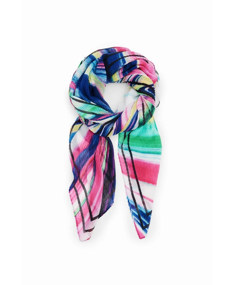 Desigual Women's Multicolour pleated rectangular foulard