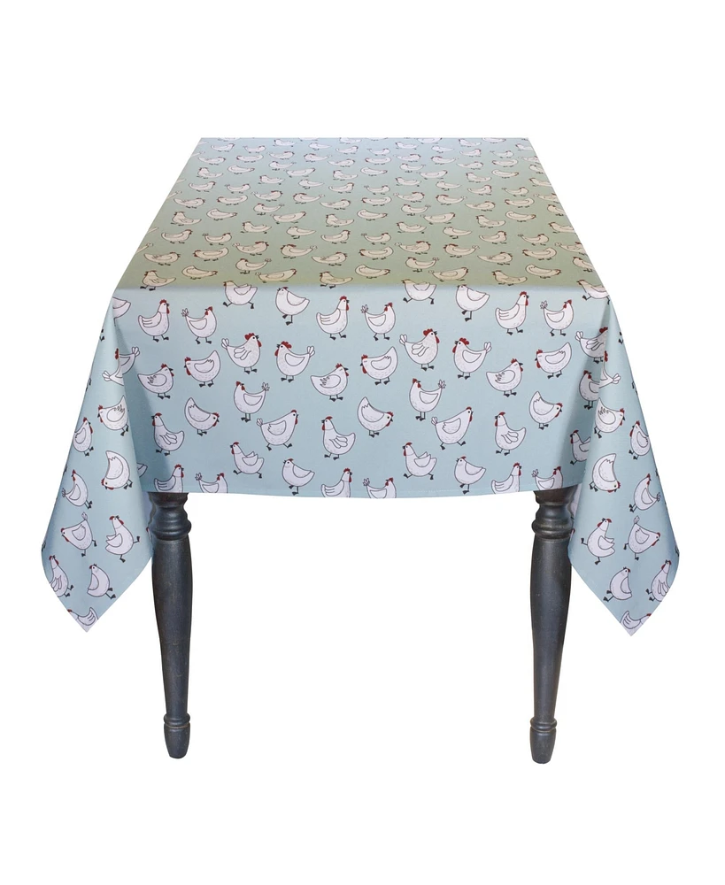 Slickblue Blue Chicken Tablecloth 72"l