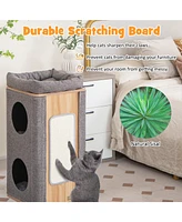 Slickblue 3-Story Cat House with Scratching Board for Indoor Cats