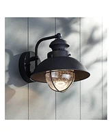 John Timberland Fordham Farmhouse Rustic Industrial Outdoor Wall Light Fixture Led Black Metal 8" Seedy Glass Sconce Exterior House Barn Porch Patio O