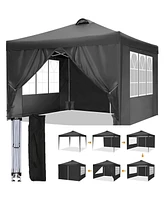 Givimo 10x10 Canopy Tent Instant Pop-Up Canopy with 4 Sidewalls for Patio Backyard Garden Party Black