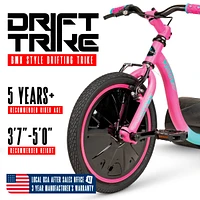 Madd Gear Drift Trike – Kids Ride-On with Adjustable Seat - Pink