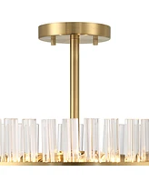 Possini Euro Design Jenna Modern Glam Ceiling Light Semi Flush-Mount Fixture 16" Soft Gold 3-Light 2