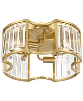 Possini Euro Design Gillian Modern Glam Ceiling Light Semi Flush-Mount Fixture 15" Warm Soft Gold 4-Light Crystal Rods Shade for Bedroom Kitchen Livin