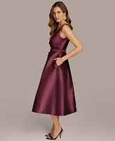 Donna Karan Women's Belted Sleeveless Fit & Flare Midi Dress