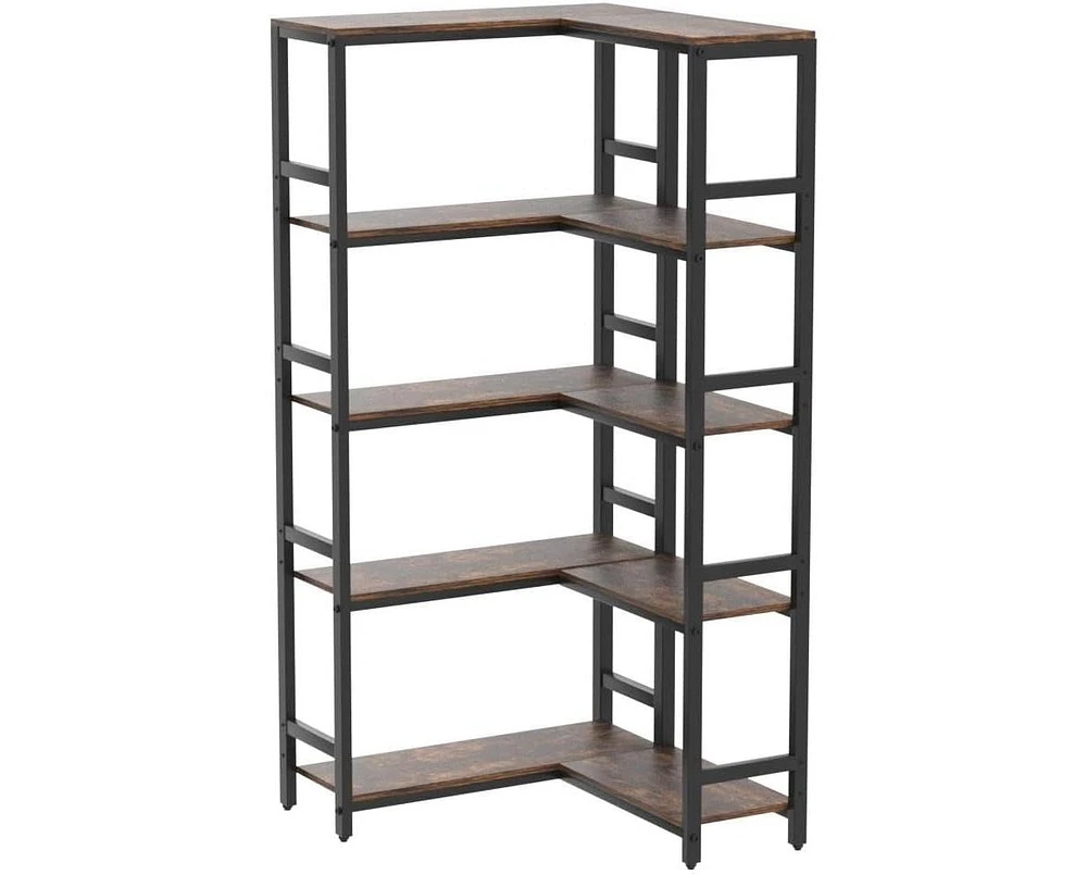 Tribesigns 5 Tier Corner Bookshelf, Industrial Large Corner Etagere Bookcase, 5