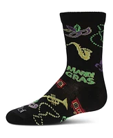 MeMoi Girls Kids' Mardi Gras Bamboo Crew Socks