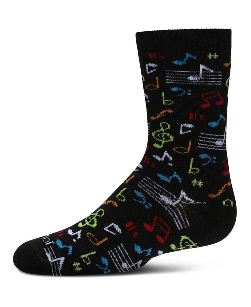 MeMoi Girls Kids' Musical Notes Bamboo Crew Socks