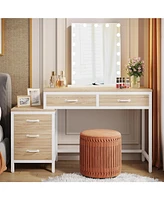 Tribesigns Vanity Desk with 5 Drawers, Makeup Table Dressing Side 3-Drawer Chest, Make Up Vanities for Women, Girls (Without Mirror)