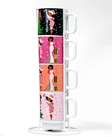 Black Paper Party Rich Auntie Vibes Mug Tower,Set of 4