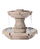 John Timberland Domanico Italian Outdoor Floor Bubbler Fountain and Waterfalls 57" High 3 Tiered Basins Decor for Garden Patio Backyard Deck Home Lawn