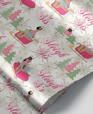 Black Paper Party White Sleigh Sis Gift Wrap