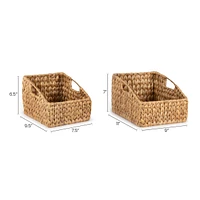 Jonathan Y Havanah Southwestern Hand-Woven Hyacinth Slanted Nesting Baskets with Handles, Natural (Set of 2)