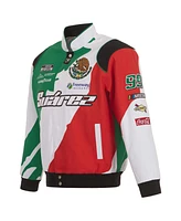 Jh Design Men's White/Black Daniel Suarez Freeway Insurance Twill Driver Uniform Full-Snap Jacket